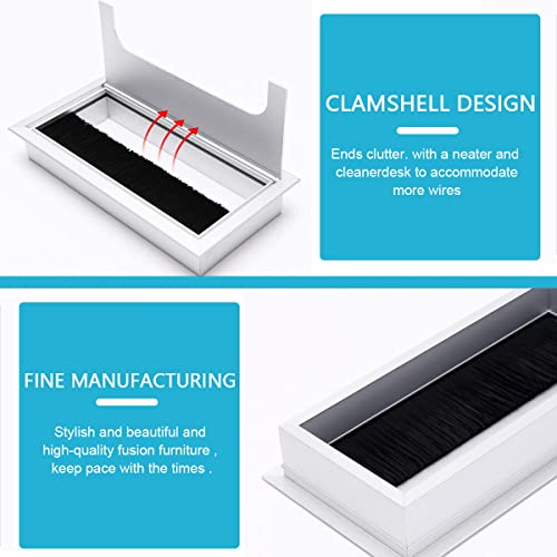 HASTHIP® 2pcs Rectangular Wire Cable Hole Cover with Dust-Proof Brush, Aluminum Metal Cable Organizer, Wire Manager for Table, Desk Hole Cap for Office and Computer Desks (160mm*80mm, Silver) HASTHIP® 2pcs Rectangular Wire Cable Hole Cover with Dust-Proof Brush, Aluminum Metal Cable Organizer, Wire Manager for Table, Desk Hole Cap for Office and Computer Desks (160mm*80mm, Silver)